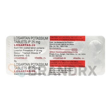 Losartas 25 mg Intas Pharmaceuticals